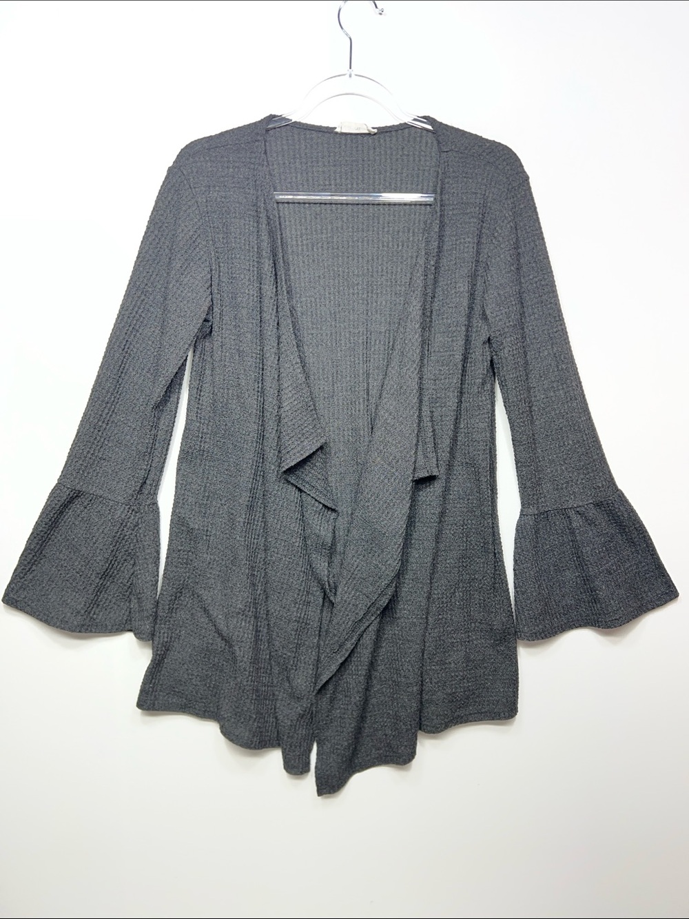 Millibon Dark Gray Open-Front Bell Sleeve Cardigan - Picture 2 of 9